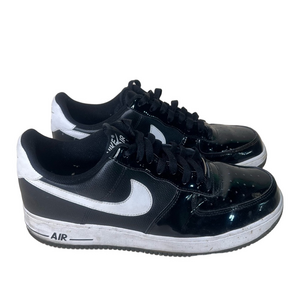 Nike Air Force 1 '07 Black White Patent Toe Men's Shoe Size 10.5 #484A